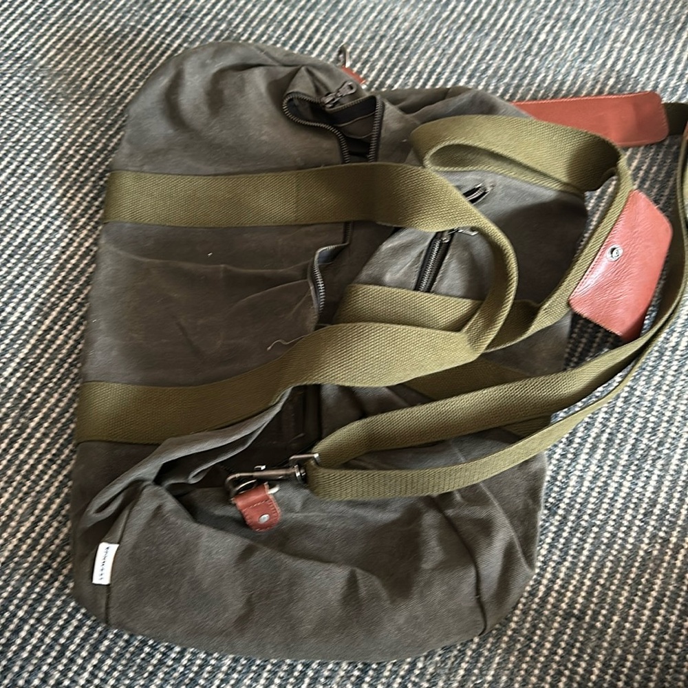 Green duffel bag